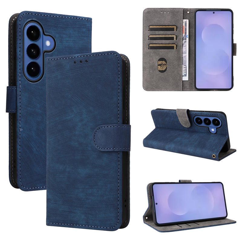 Flip Cover for Samsung Galaxy S26 PU Leather Phone Case [RFID Blocking] With Hand Strap