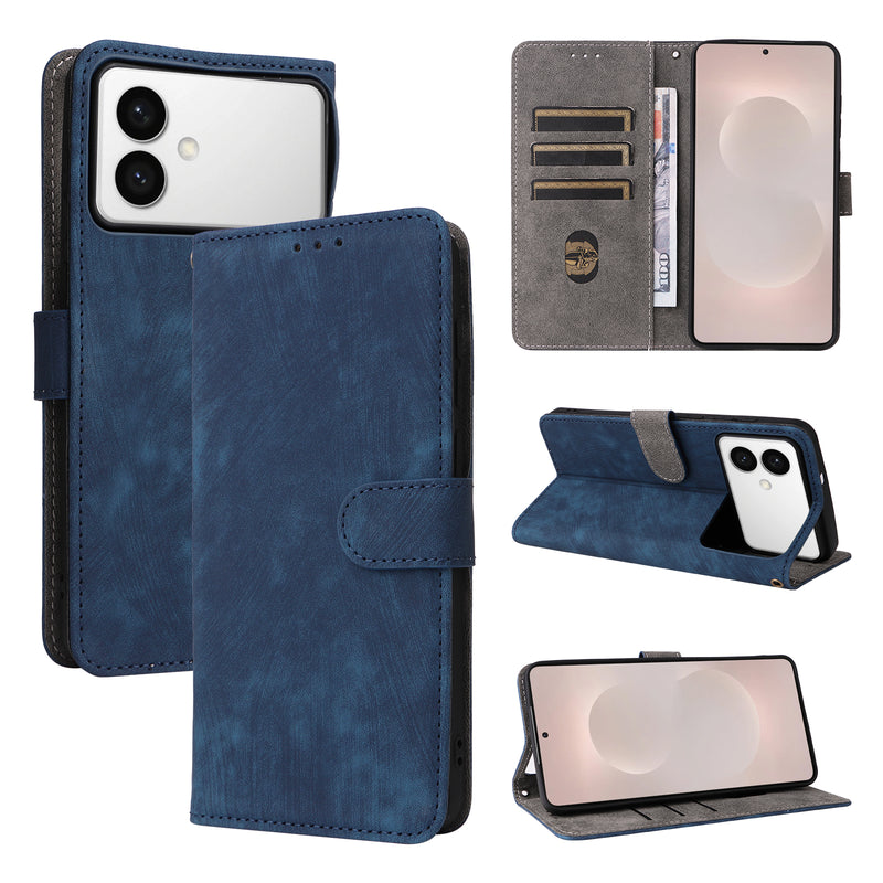 Flip Cover for Samsung Galaxy S26 Edge PU Leather Phone Case [RFID Blocking] With Hand Strap
