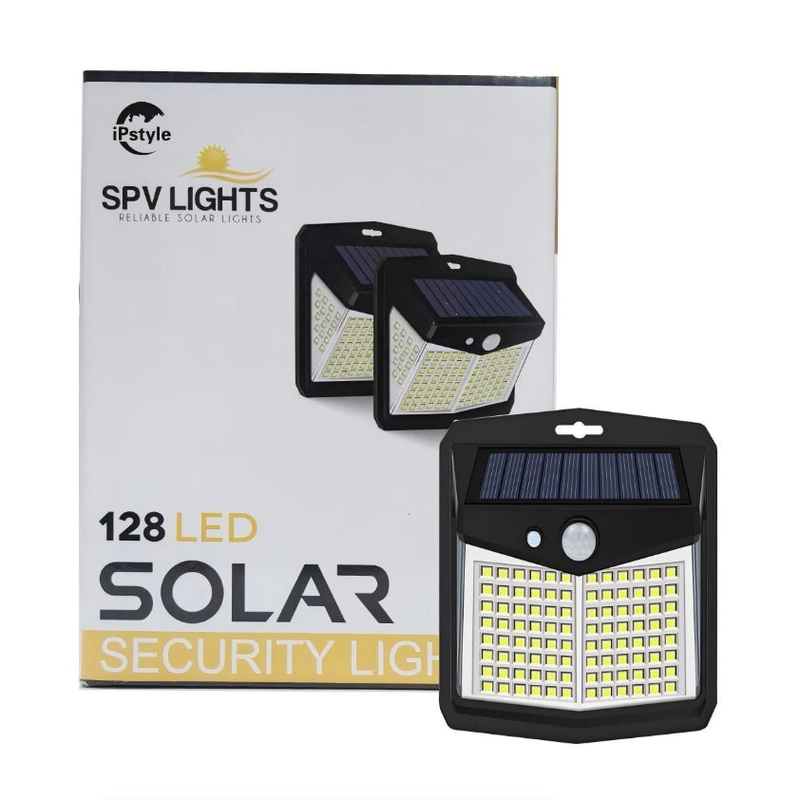 IPSTYLE Solar Wall Lights Outdoor Solar Lamp Sunlight Street Light 128 LED