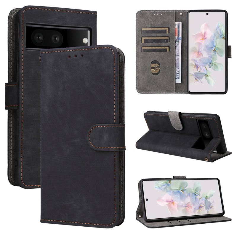Flip Cover for Google Pixel 7 PU Leather Phone Case RFID Blocking With Hand Strap