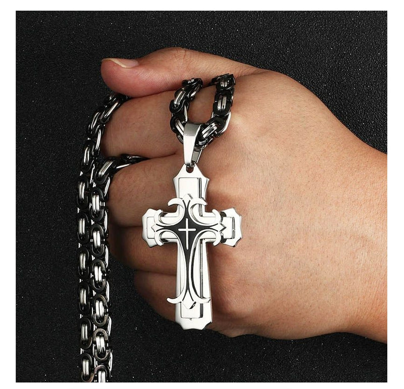 Cross Necklace Multi-layers Stainless Steel Cross Pendants Necklaces