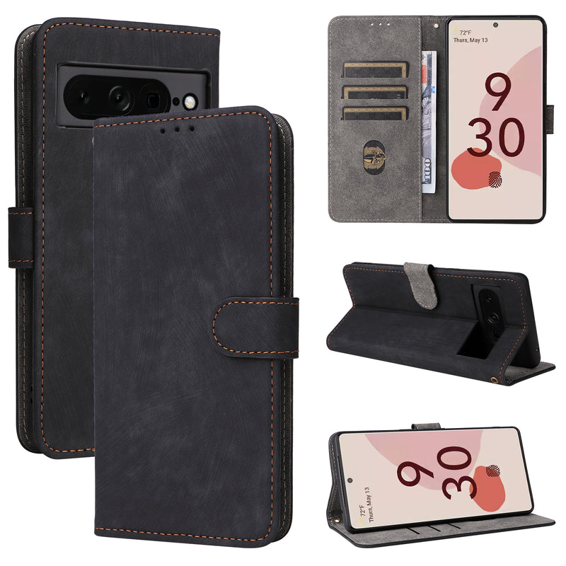 Flip Cover for Google Pixel 7 Pro PU Leather Phone Case RFID Blocking With Hand Strap