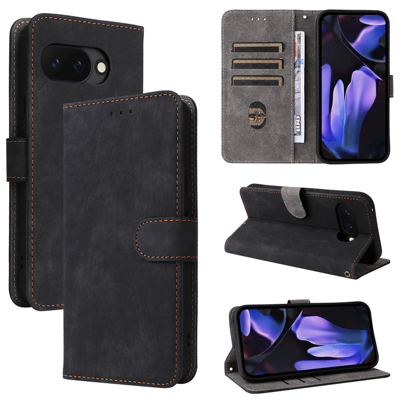 Flip Cover for Google Pixel 9a PU Leather Phone Case RFID Blocking With Hand Strap