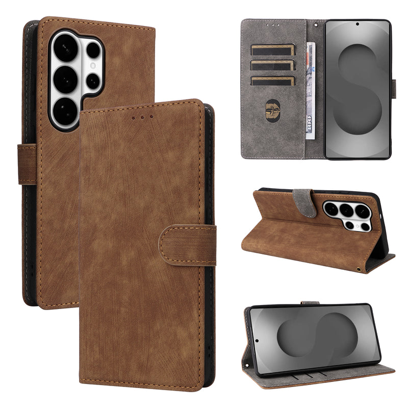 Flip Cover for Samsung Galaxy S26 Ultra PU Leather Phone Case [RFID Blocking] With Hand Strap