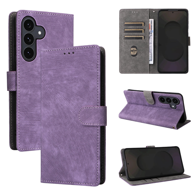 Flip Cover for Samsung Galaxy S25 FE PU Leather Phone Case [RFID Blocking] With Hand Strap