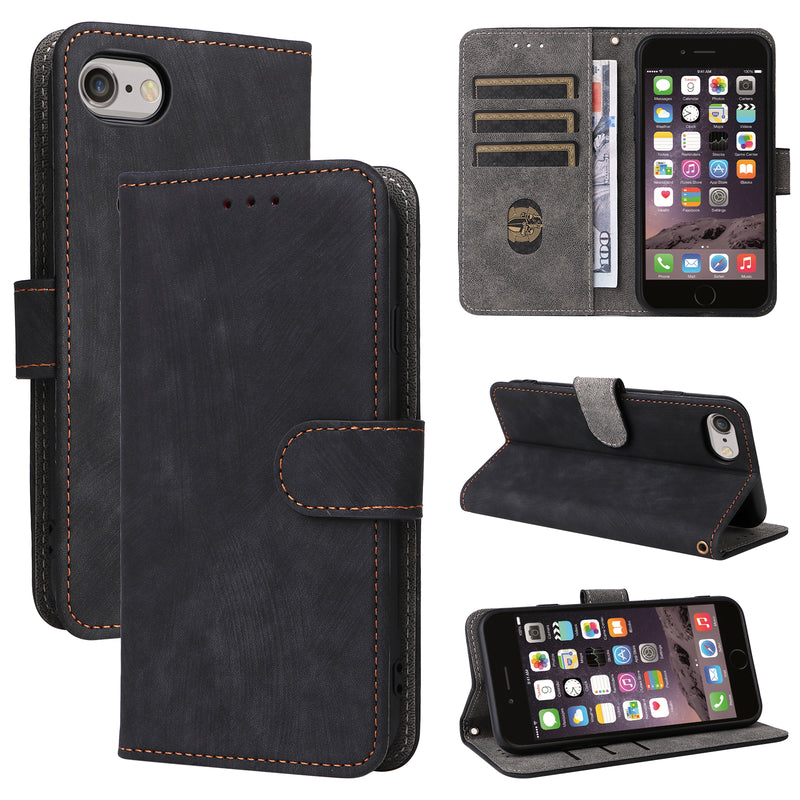 Flip Cover for iPhone 7 PU Leather Phone Case RFID Blocking With Hand Strap