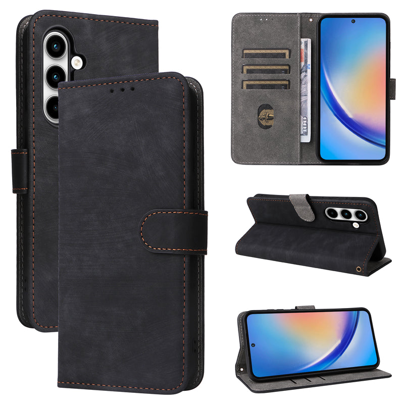 Flip Cover for Samsung Galaxy A35 PU Leather Phone Case [RFID Blocking] With Hand Strap