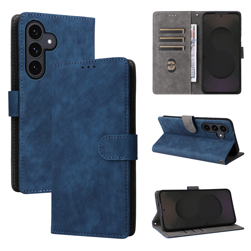Flip Cover for Samsung Galaxy S25 FE PU Leather Phone Case [RFID Blocking] With Hand Strap