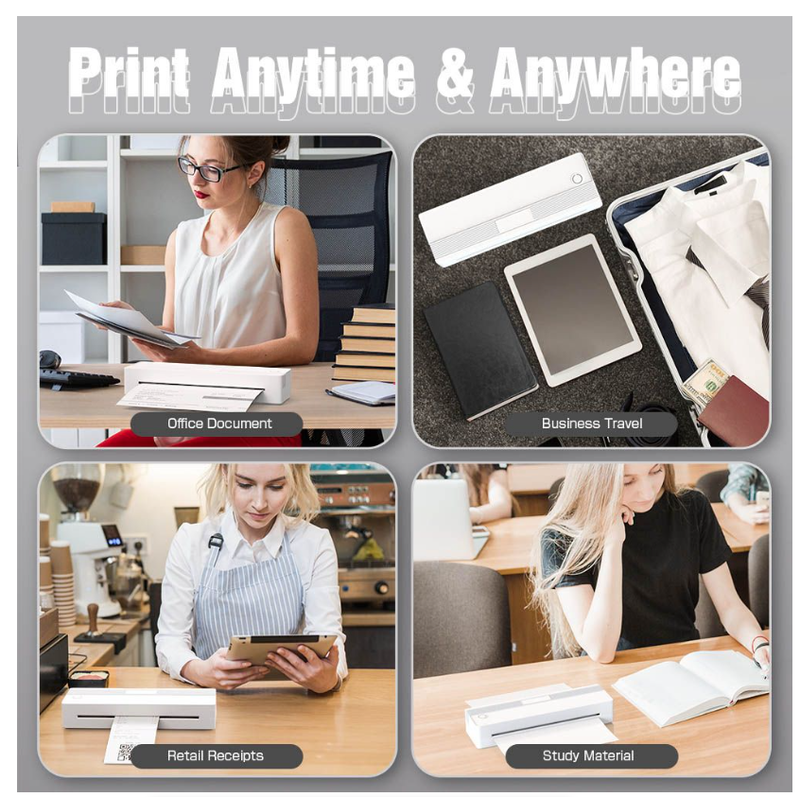 Mini A4 Portable Printer Wireless Mobile Thermal Printer 8 Inch