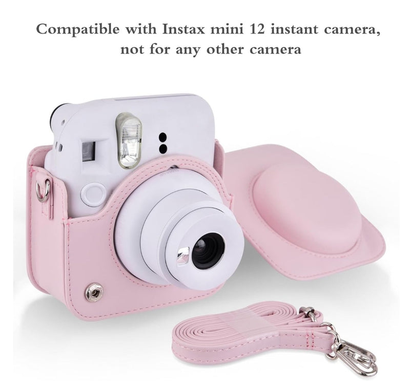 PU Leather Camera Case for Fujifilm Instax Mini 12 with Adjustable Strap