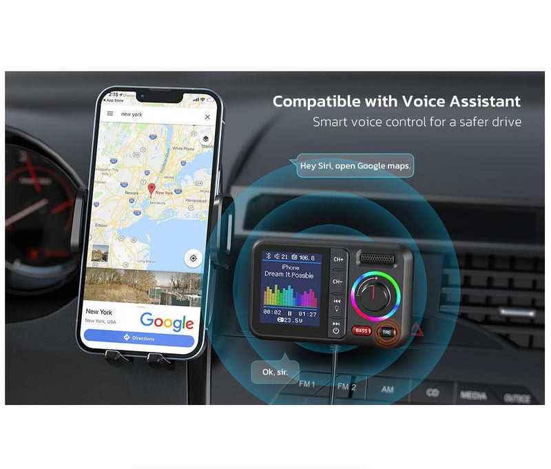 IPSTYLE FM Transmitter for Car, Wireless Car Bluetooth V5.0 Adapter