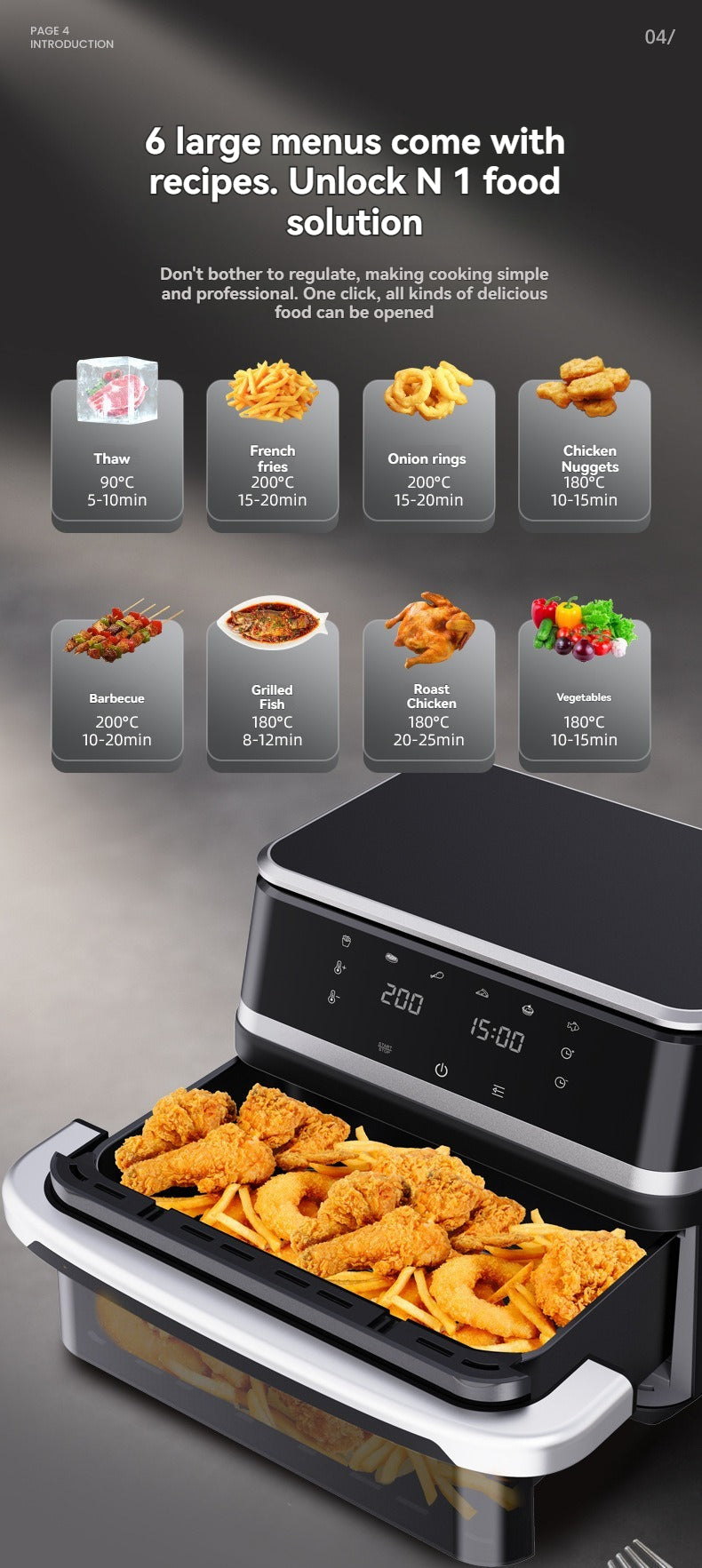 Air Fryer Large-Capacity Stainless Steel for Home Use Smart Multi-Functional