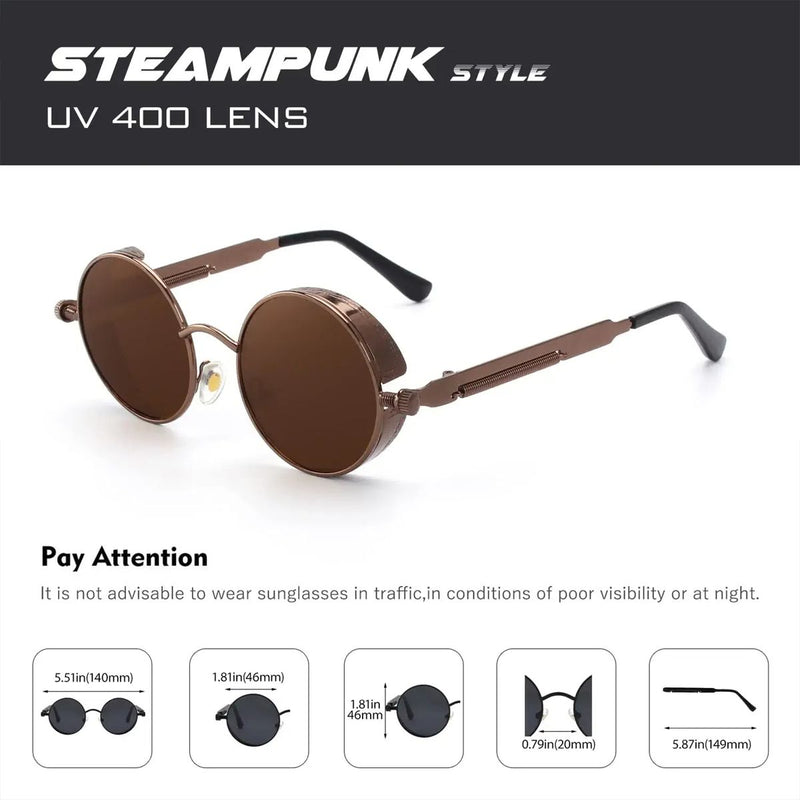 Round Metal Frame Sunglasses Men Women Retro Steampunk Glasses Sunglasses