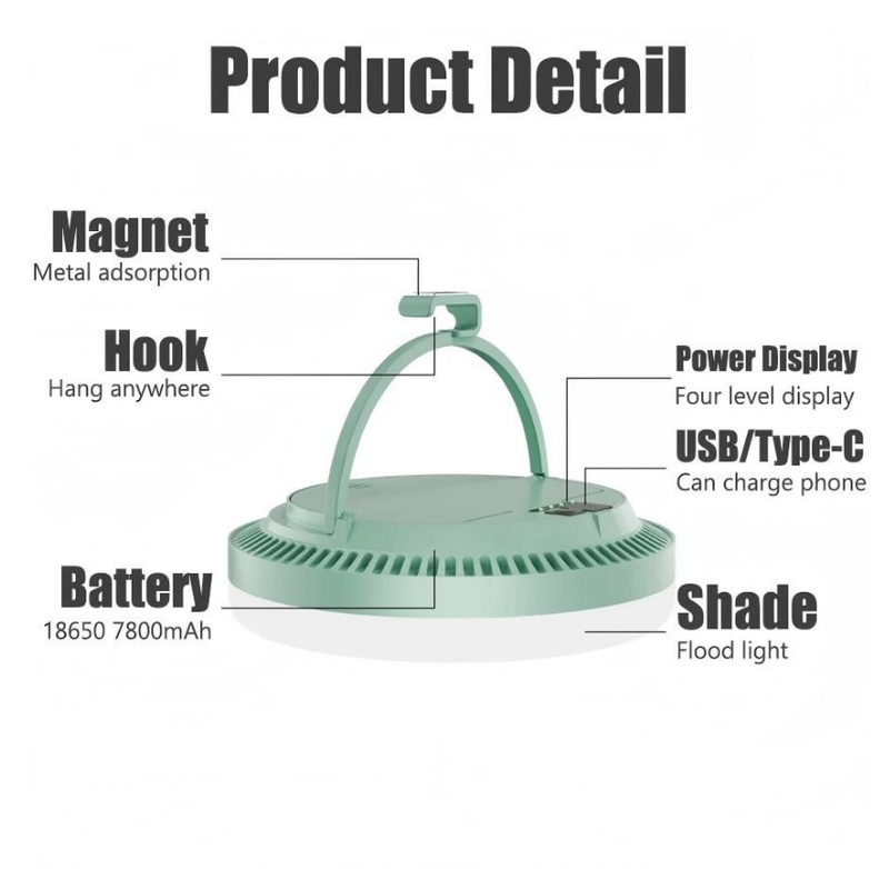 LED Camping Light Magnet&Hook Strong Light Portable Flashlights Tent Lamp