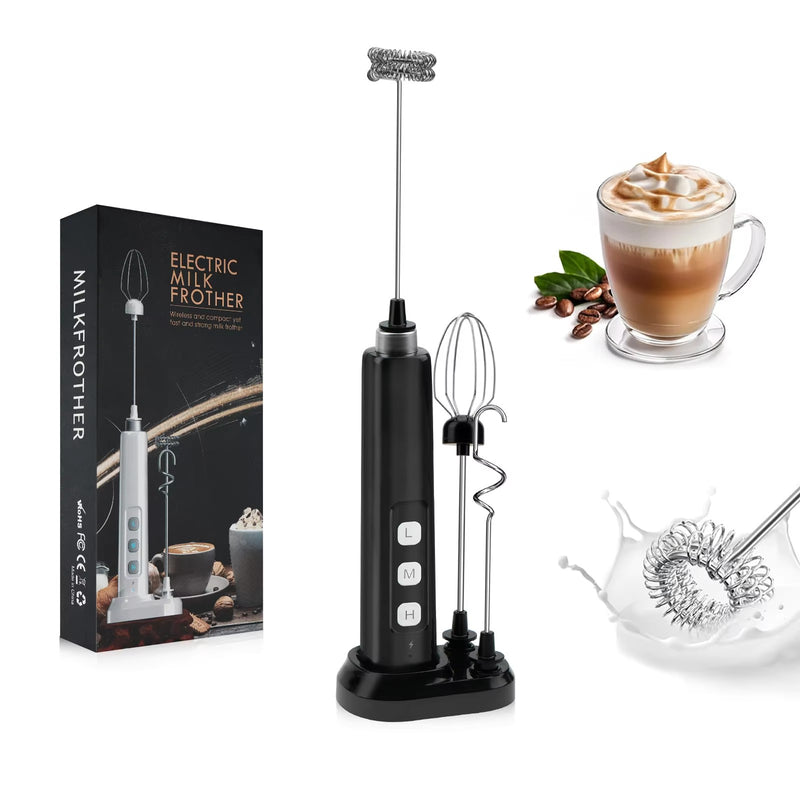 Electric Milk Frother Handheld Foam Maker for Latte, Cappuccino, Chocolate