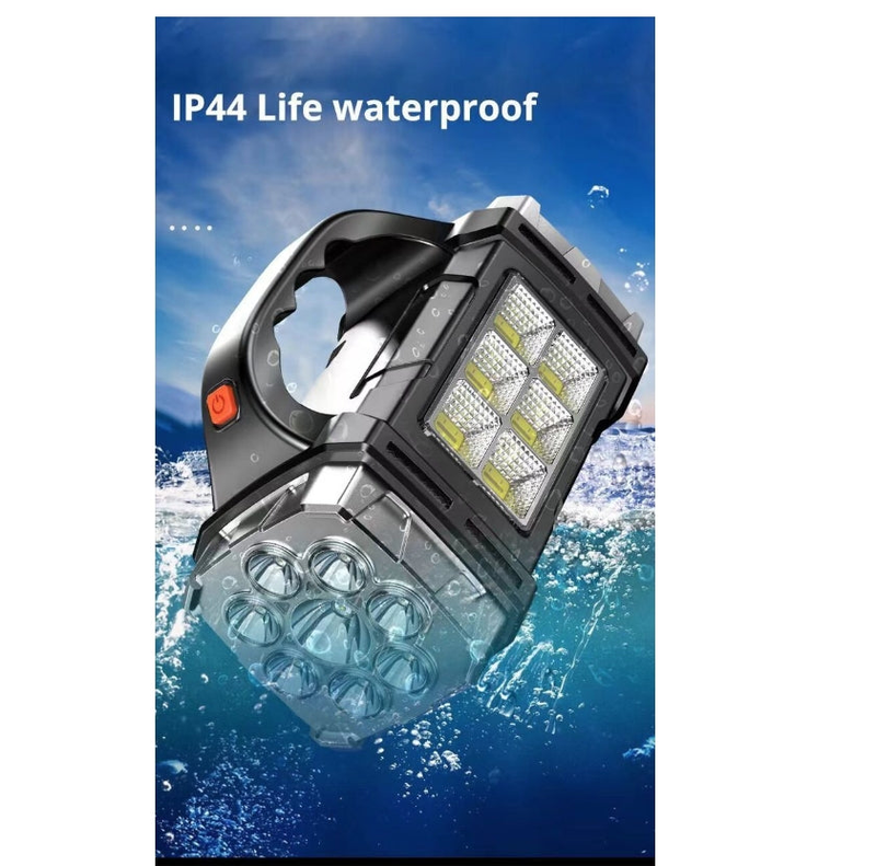 LED Flashlight USB+Solar Rechargeable Flashlight COB Outdoor Camping