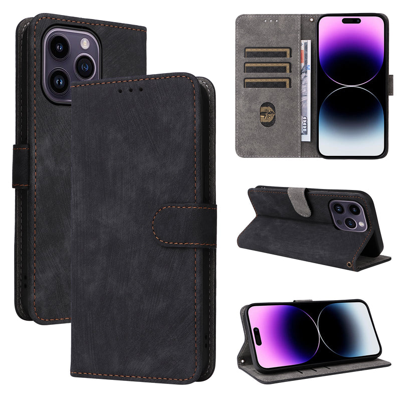 Flip Cover for iPhone 14 Pro Max PU Leather Phone Case RFID Blocking With Hand Strap