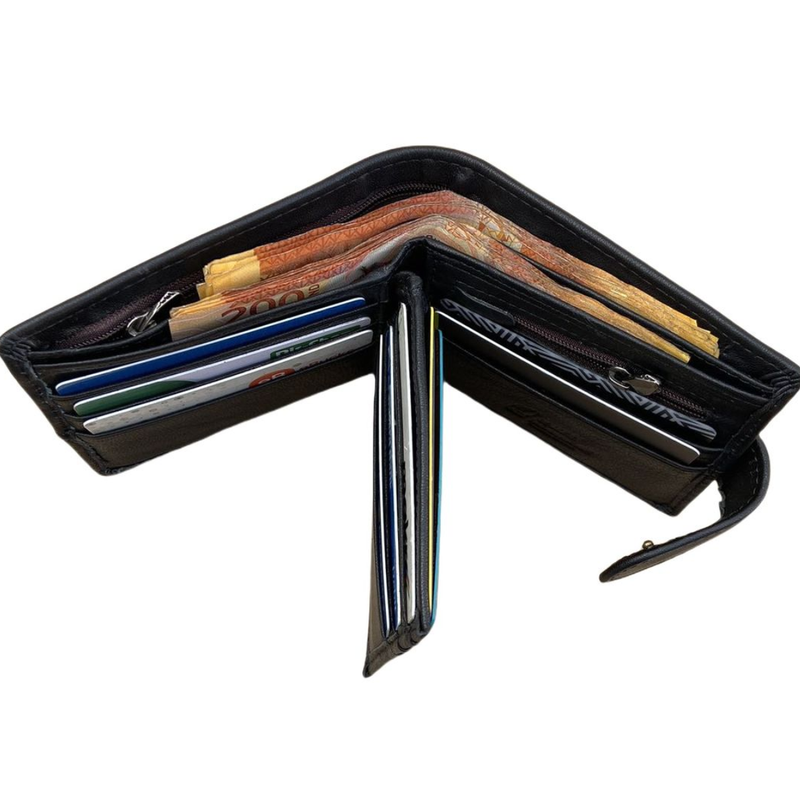 IPSTYLE Men's Wallet Genuine Leather Bifold Wallet for 11 Cards