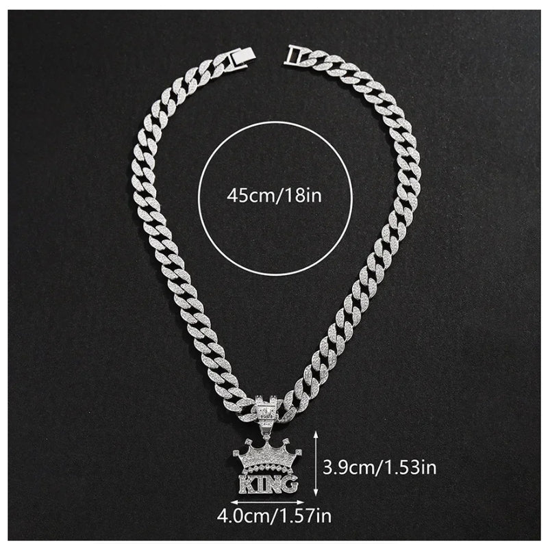 King Pendant Necklace HipHop Iced Out Bling Necklaces Fashion Charm Jewelry