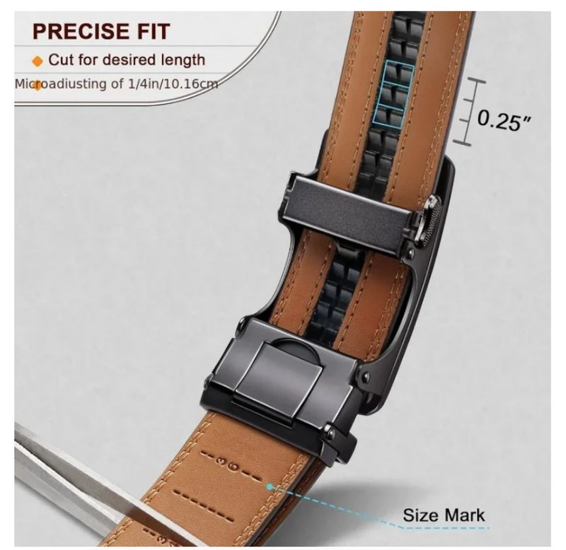 Men's Genuine Leather Cowhide Belt Toothless Automatic Buckle