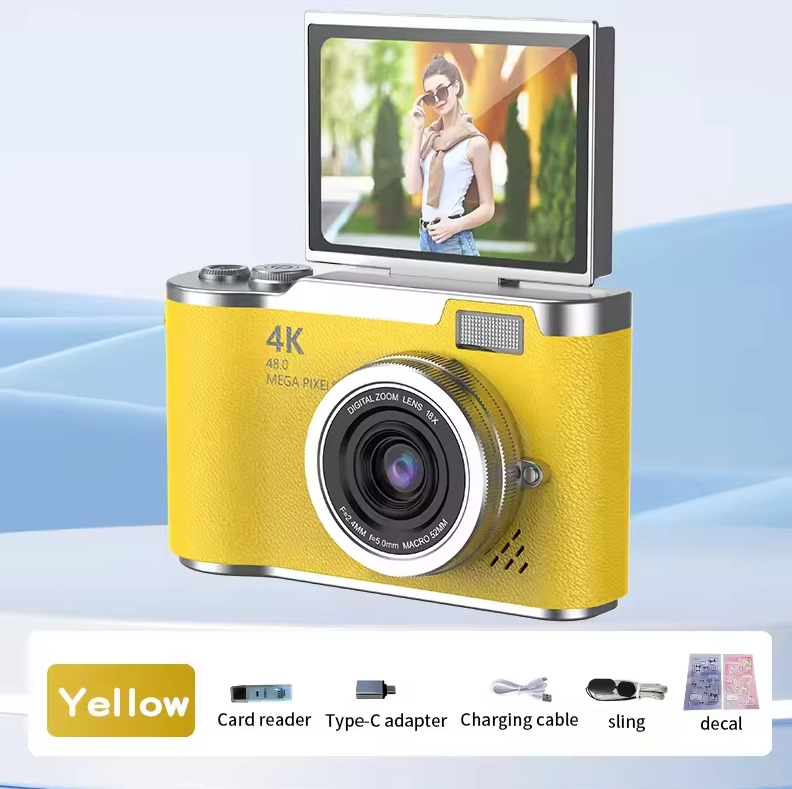 Foldable Screen Student Camera 18X Zoom Anti-Shake with Flip Screen