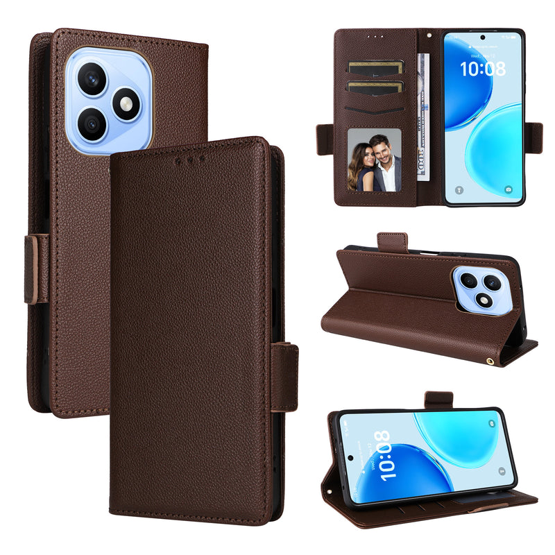 Wallet Flip Cover for Honor X8D 4G Lychee Pattern Leather Phone Case