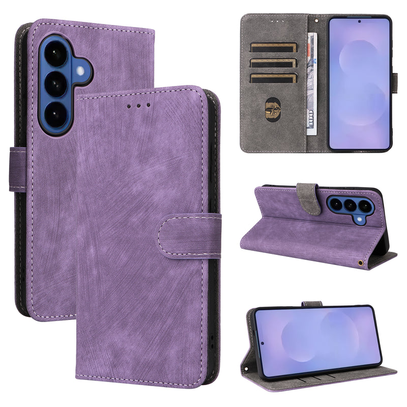 Flip Cover for Samsung Galaxy S26 PU Leather Phone Case [RFID Blocking] With Hand Strap