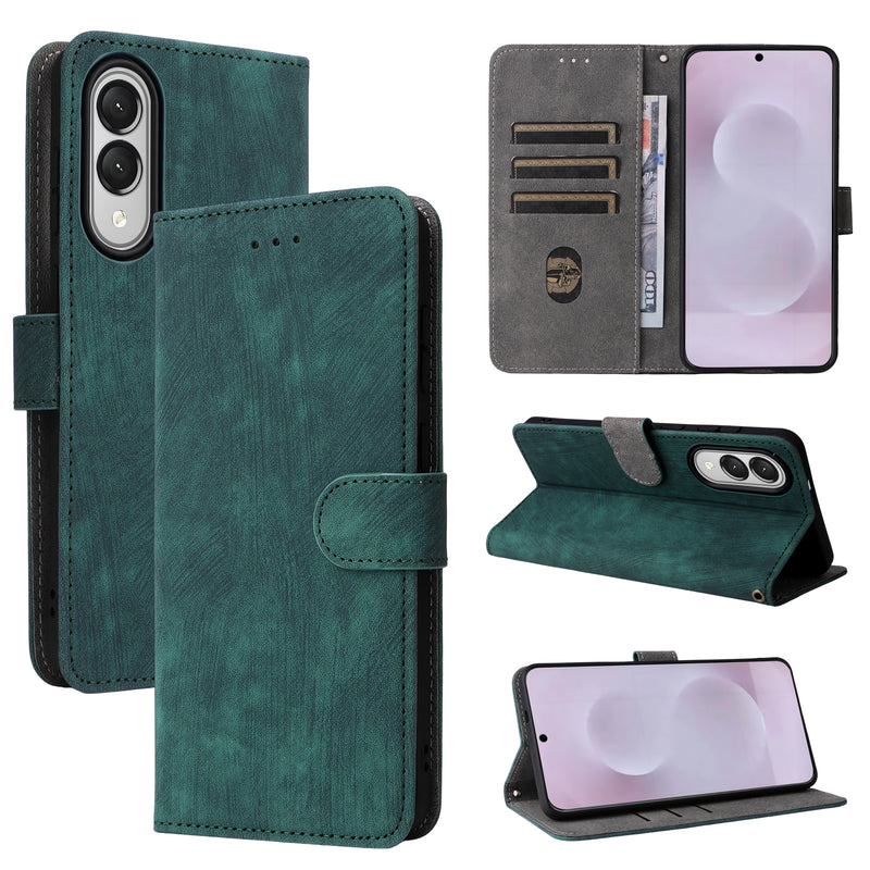 Flip Cover for Samsung Galaxy S25 Edge PU Leather Phone Case [RFID Blocking] With Hand Strap