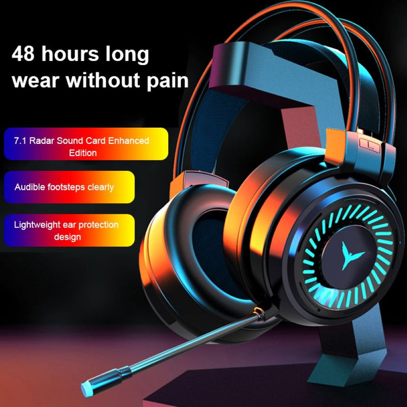 LED Light Surround Sound Gamer Headphones with Mic for PC/Laptop