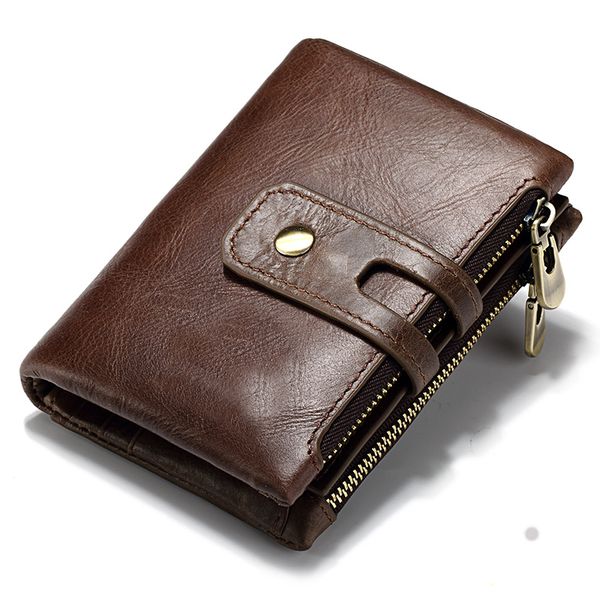 Wallet RFID Genuine Leather Hasp Zipper Card Holder Coin Purse
