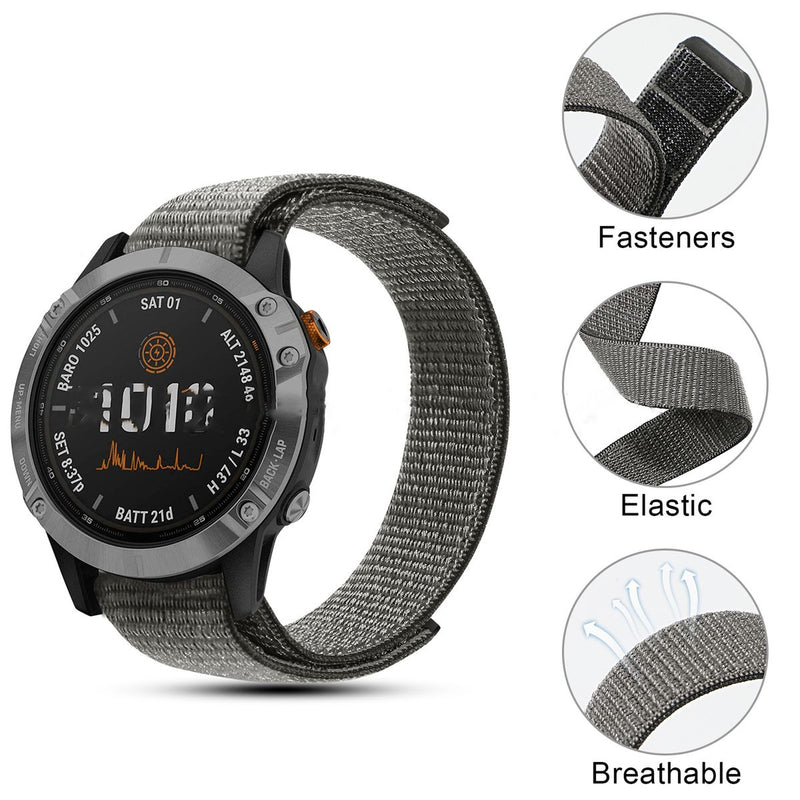 Strap 22mm Nylon Soft Lightweight Velcro Breathable Watch Bands