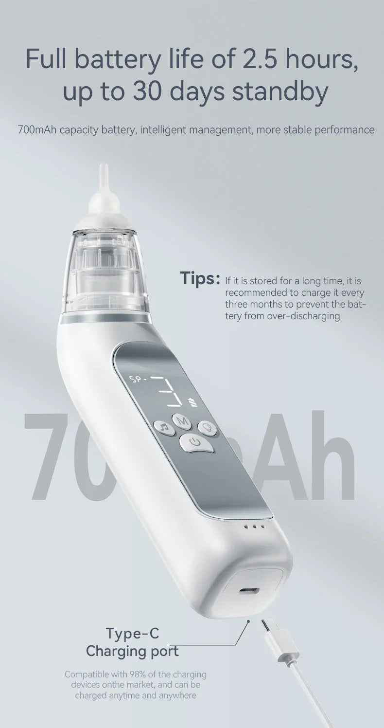 Electric Baby Nasal Aspirator with Music for Efficient Mucus Removal