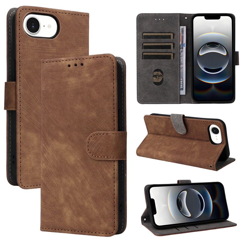 Flip Cover for iPhone 16e PU Leather Phone Case RFID Blocking With Hand Strap