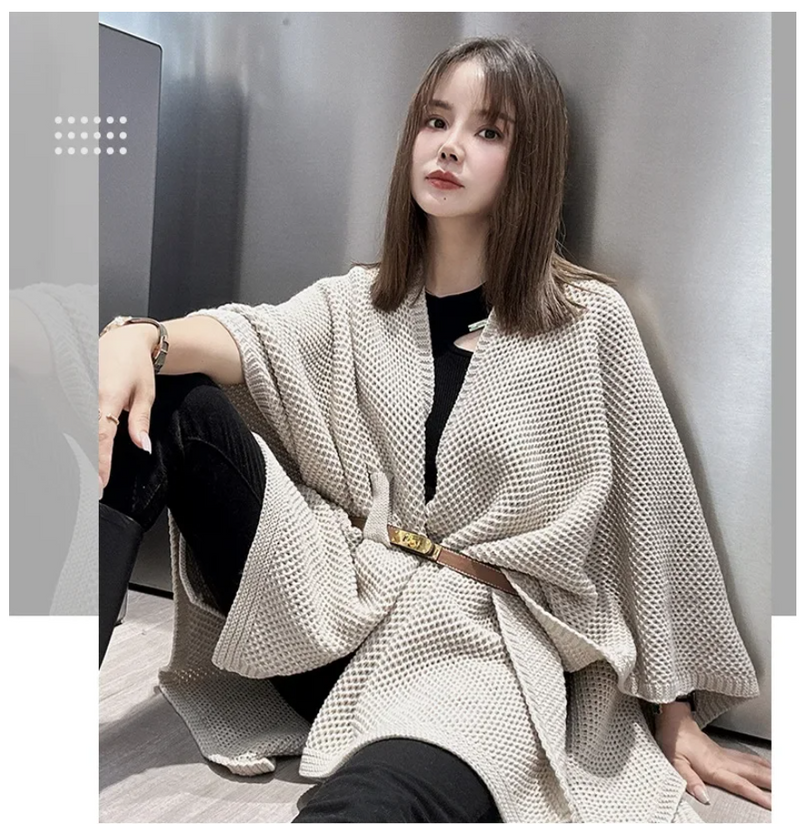 Vintage Cloak Sweater Autumn Winter New Comfortable Casual Loose Knitwear Cloak Outerwear