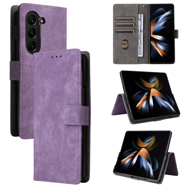 Flip Cover for Samsung Galaxy Z Fold5 PU Leather Phone Case [RFID Blocking] With Hand Strap
