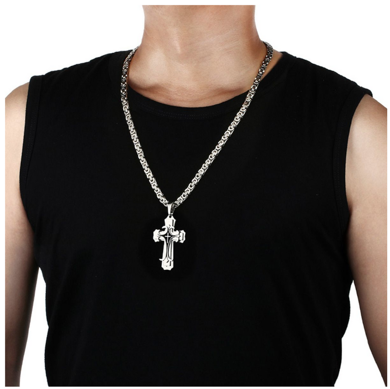 Cross Necklace Multi-layers Stainless Steel Cross Pendants Necklaces