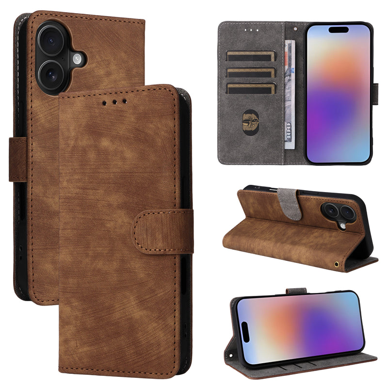 Flip Cover for iPhone 17 PU Leather Phone Case [RFID Blocking] With Hand Strap