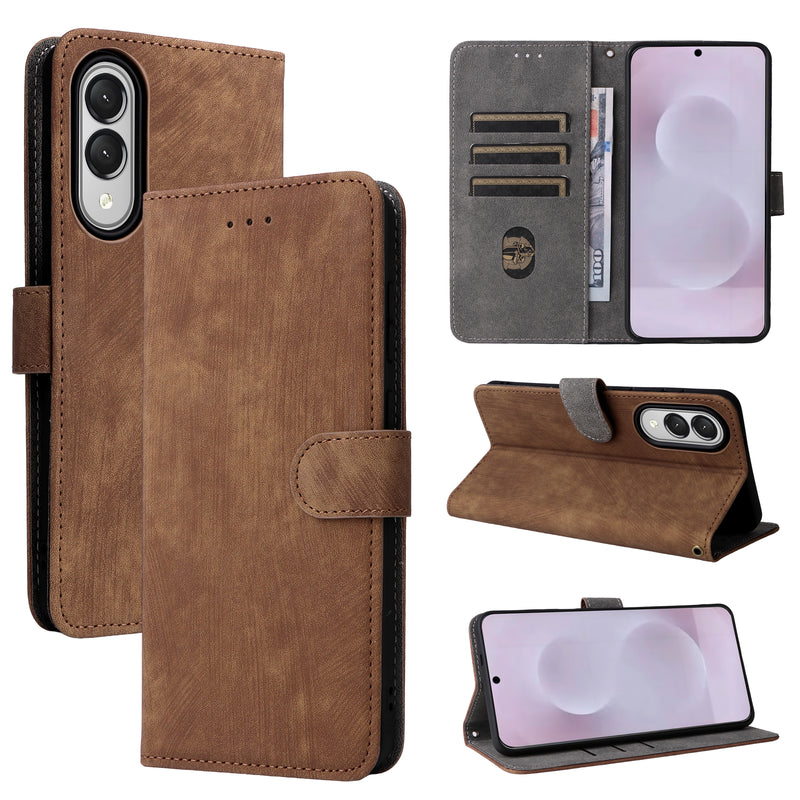 Flip Cover for Samsung Galaxy S25 Edge PU Leather Phone Case [RFID Blocking] With Hand Strap