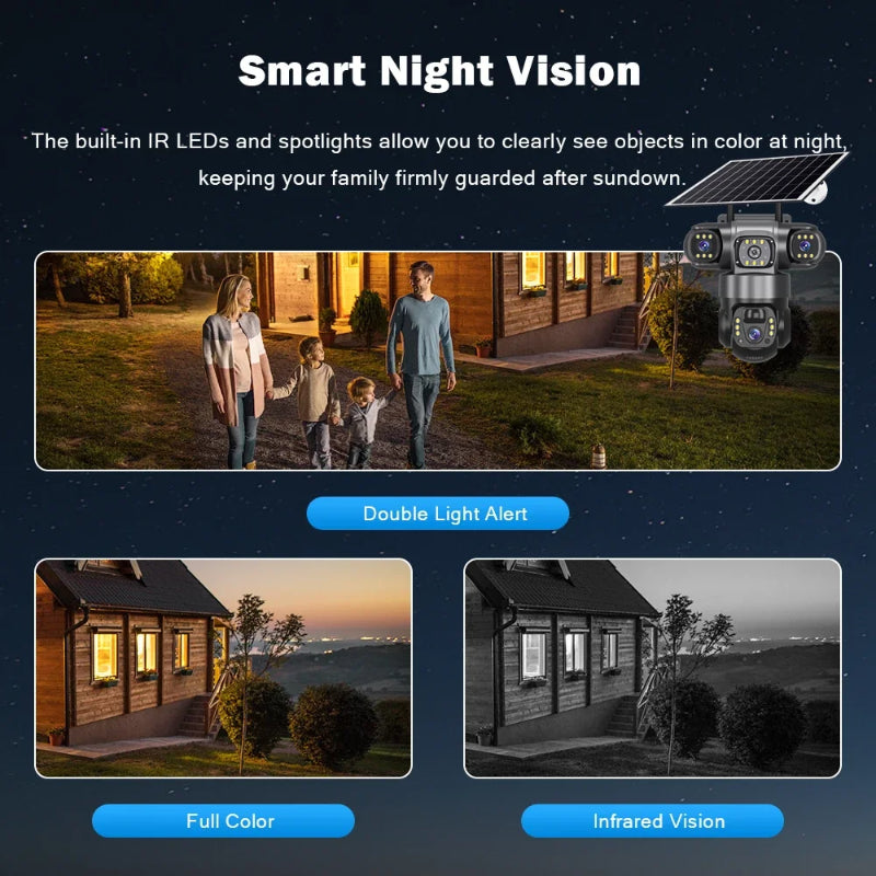 9MP Solar Security Camera Outdoor 4G/Wifi Human Detect Cameras Night Vision
