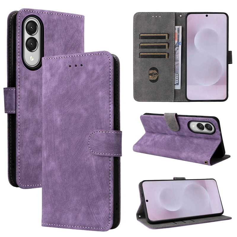 Flip Cover for Samsung Galaxy S25 Edge PU Leather Phone Case [RFID Blocking] With Hand Strap