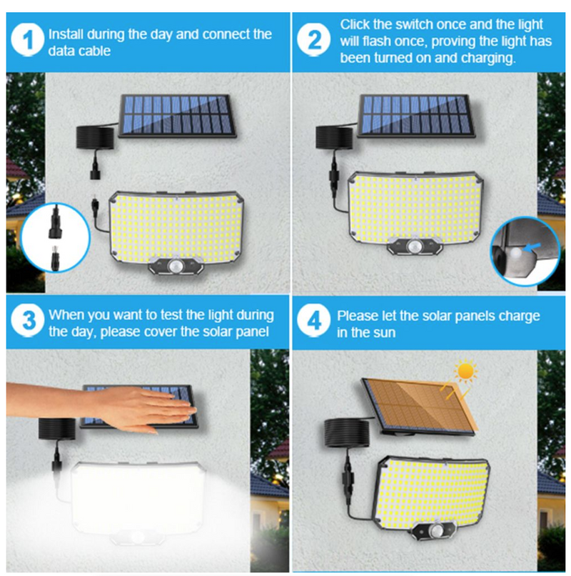 Solar Lights Outdoor Garden Motion Sensor Solar Flood Wall Lights Garage