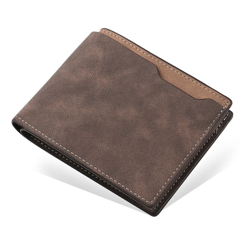 PU Leather Short Wallet Two-fold Multiple Pockets Large Slim Wallet Men