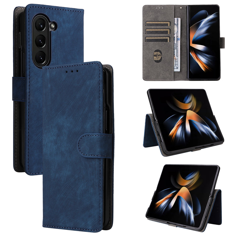 Flip Cover for Samsung Galaxy Z Fold6 PU Leather Phone Case [RFID Blocking] With Hand Strap