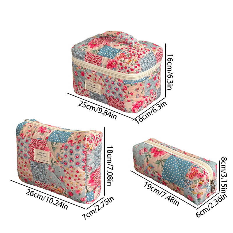 Woman Floral Quilted Makeup Bag