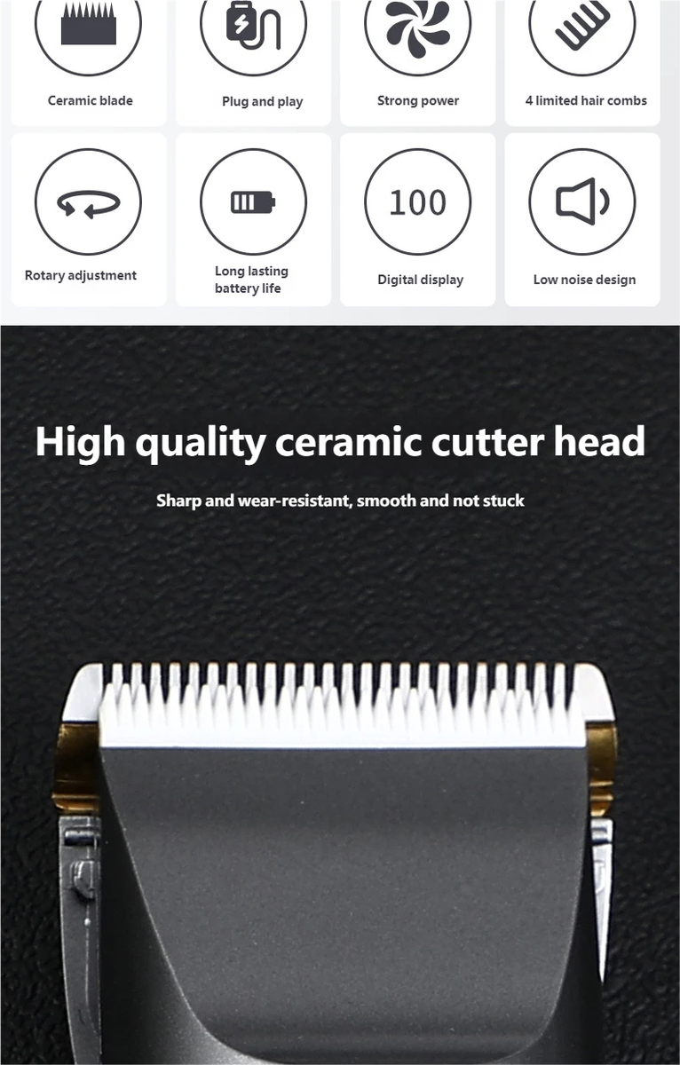 Hair Clipper Barber Beard Trimmer Ceramic Blade Hair Cutting
