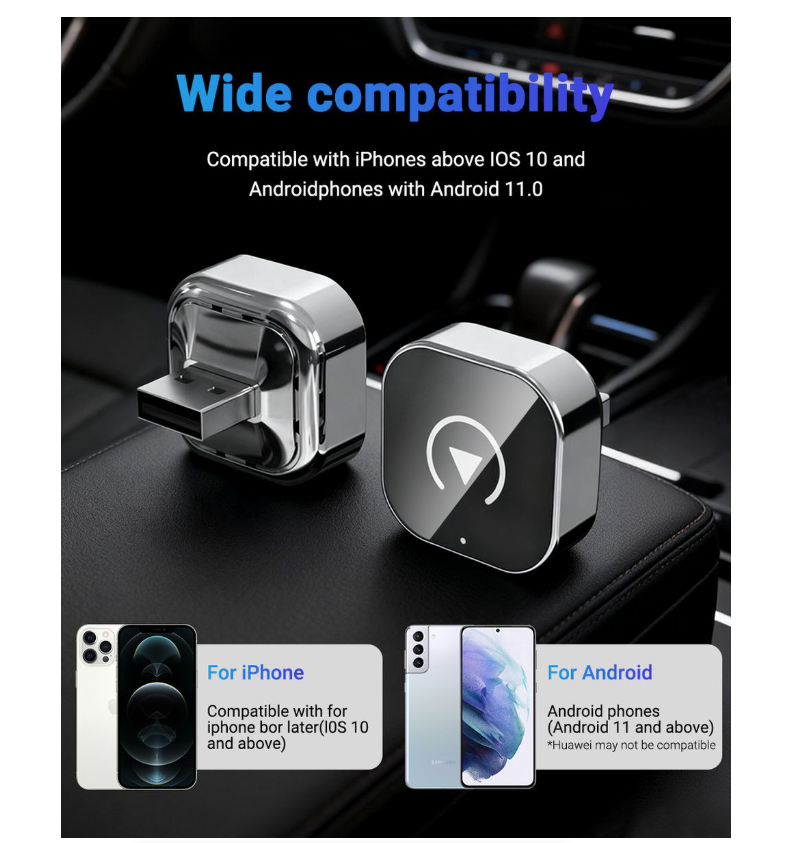 IPSTYLE 2-in-1 Wireless CarPlay &amp; Android Auto Adapter (Mini Smart Dongle)