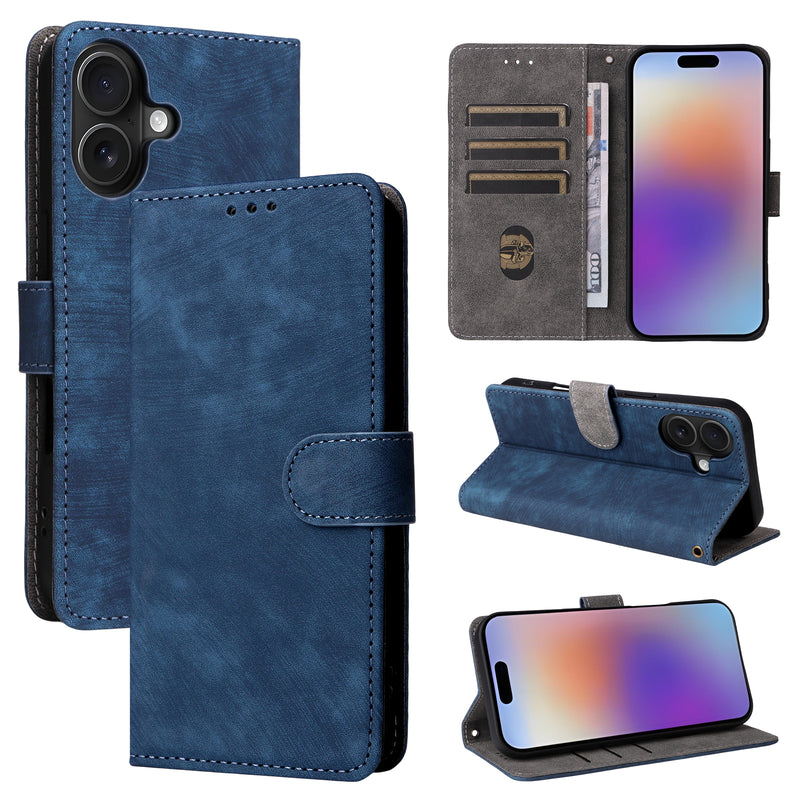 Flip Cover for iPhone 17 PU Leather Phone Case [RFID Blocking] With Hand Strap