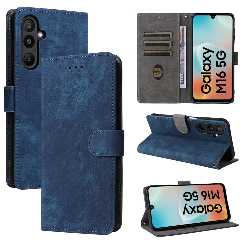 Flip Cover for Samsung Galaxy F16 5G PU Leather Phone Case [RFID Blocking] With Hand Strap