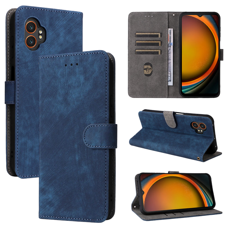 Flip Cover for Samsung Galaxy XCover7 Pro PU Leather Phone Case [RFID Blocking] With Hand Strap