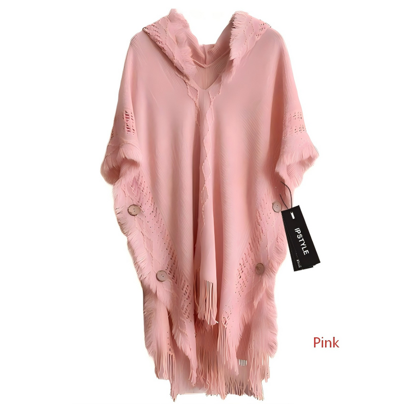 Autumn Winter Women Knitted Cape Shawl Wrap Cloak Ethnic Hooded Poncho